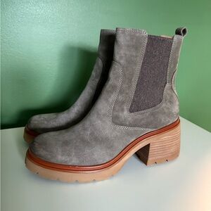 Sofft Gray Suede Heeled Boots